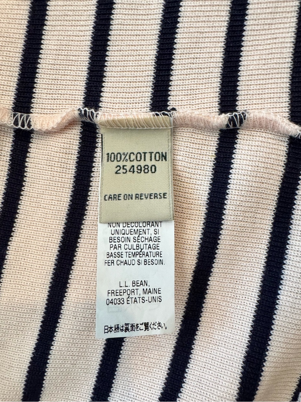 LL Bean Cotton Boatneck Cotton Top in Light Pink and Navy Stripes - Picture 5 of 7